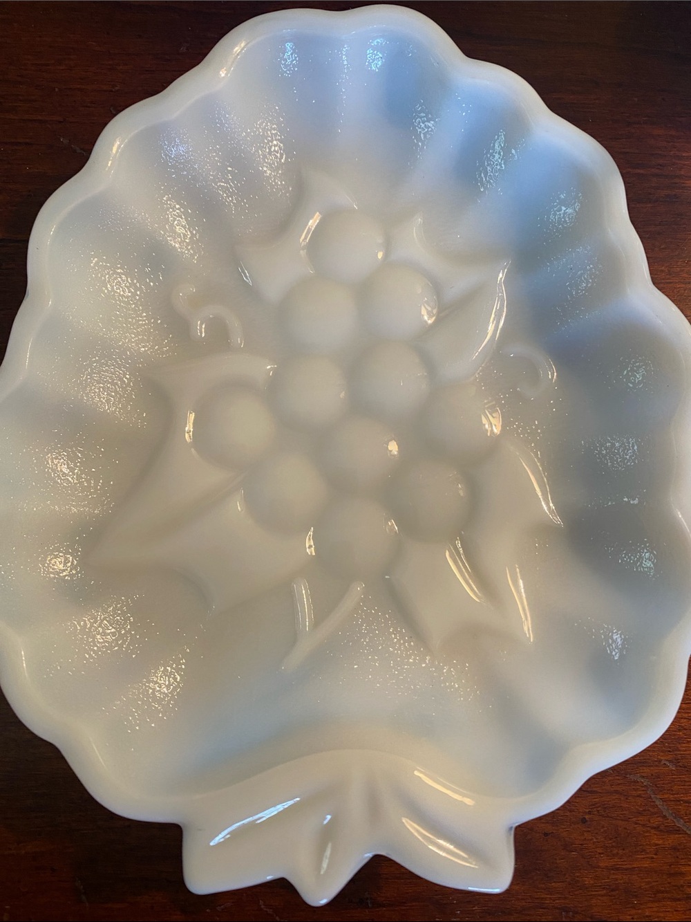 Hazel-Atlas White Milk Glass in The “Grape” Pattern